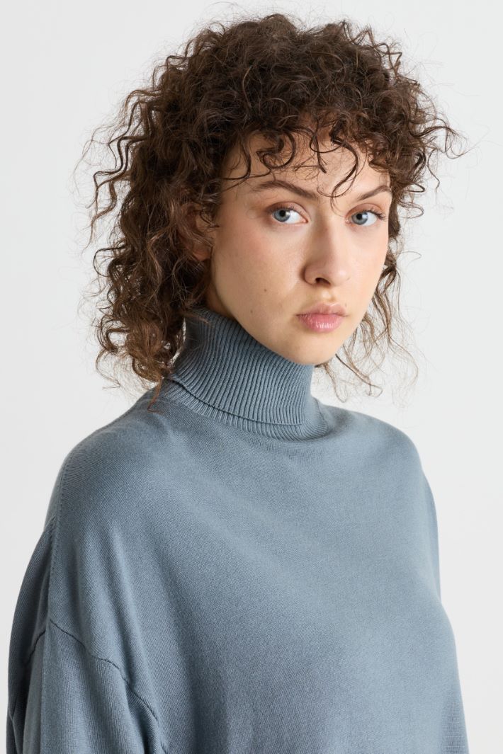 Oversize-Pullover mit Stehkragen - HELLBLAU - Intrend - 3