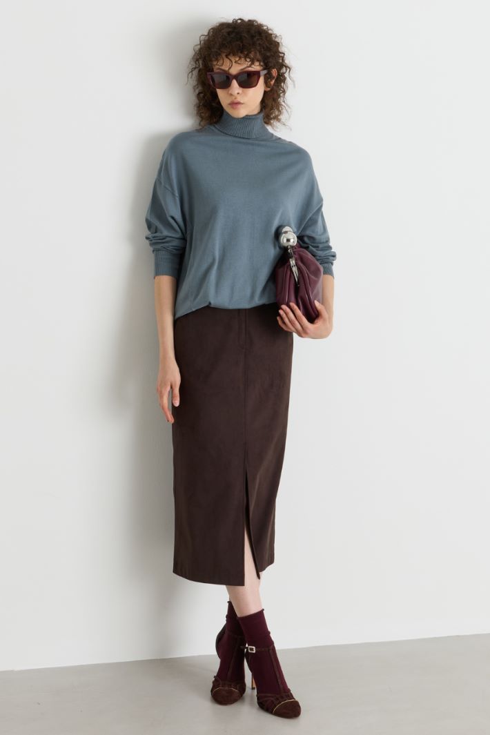 Oversize-Pullover mit Stehkragen - HELLBLAU - Intrend