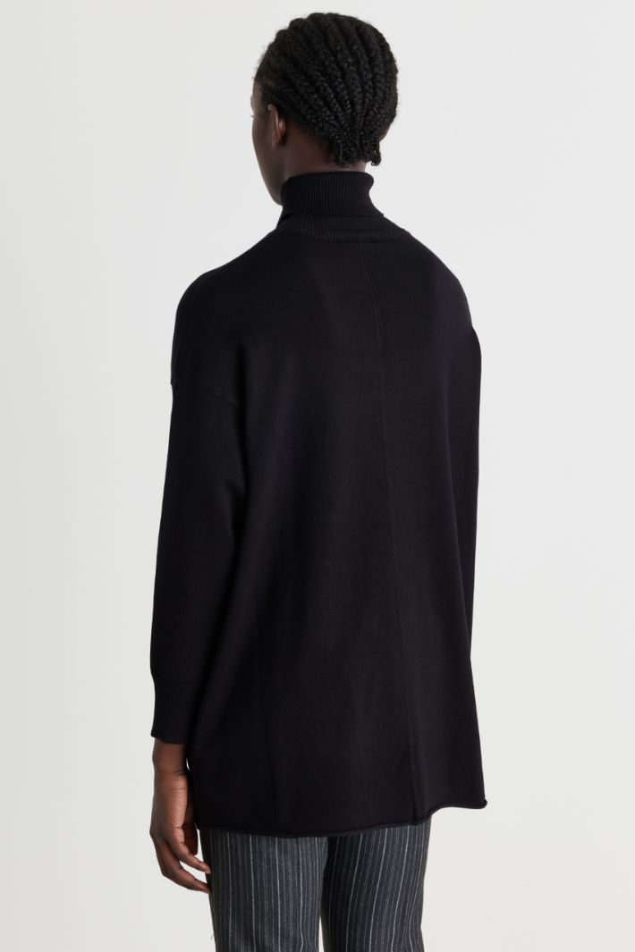 Oversized roll-neck jumper - BLACK - Intrend - 4