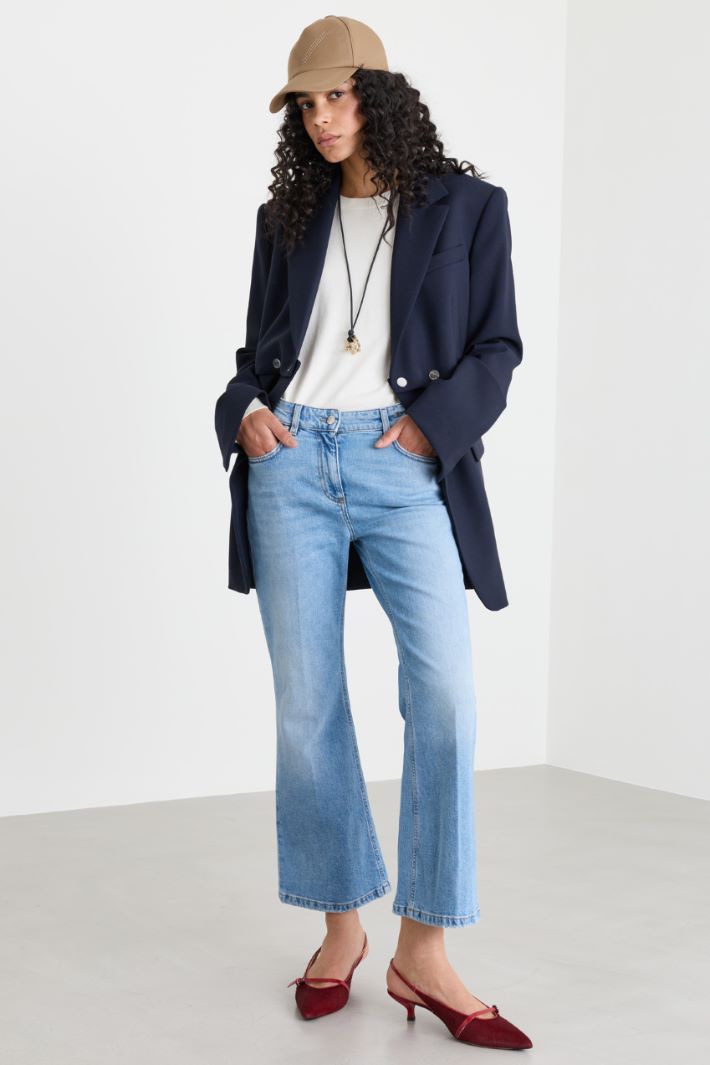 Ribbed-trim jumper - WHITE - Intrend