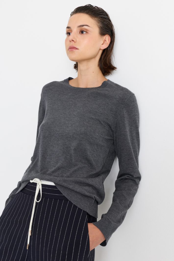 Maglia con bordi a costine - GRIGIO - Intrend - 2
