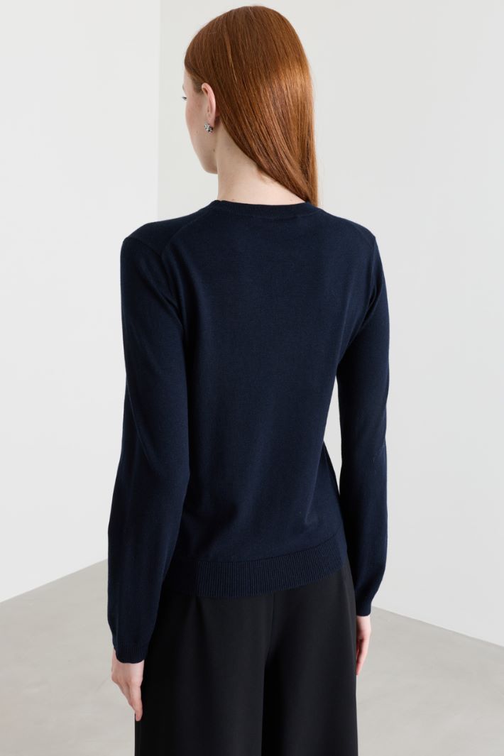 Maglia con bordi a costine - BLU - Intrend - 4