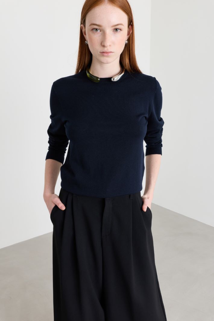 Maglia con bordi a costine - BLU - Intrend - 2