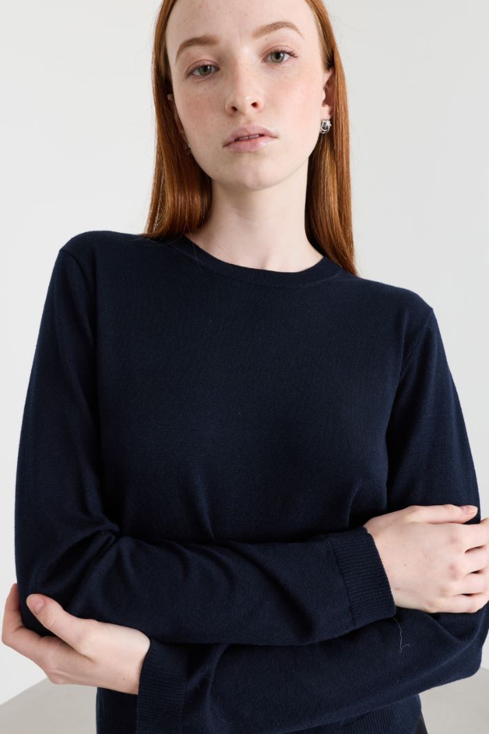 Maglia con bordi a costine - BLU - Intrend - 3