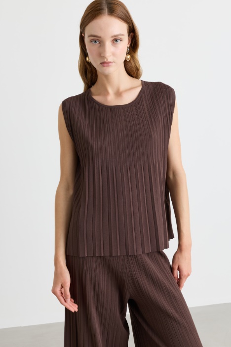 Sleeveless plissé top - Intrend