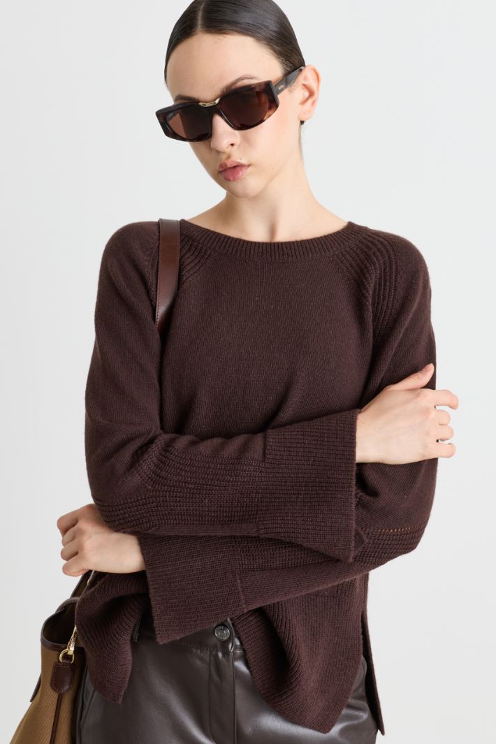 Jumper with side slits - BROWN - Intrend - 2