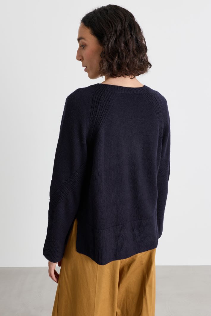Jumper with side slits - BLUE - Intrend - 4