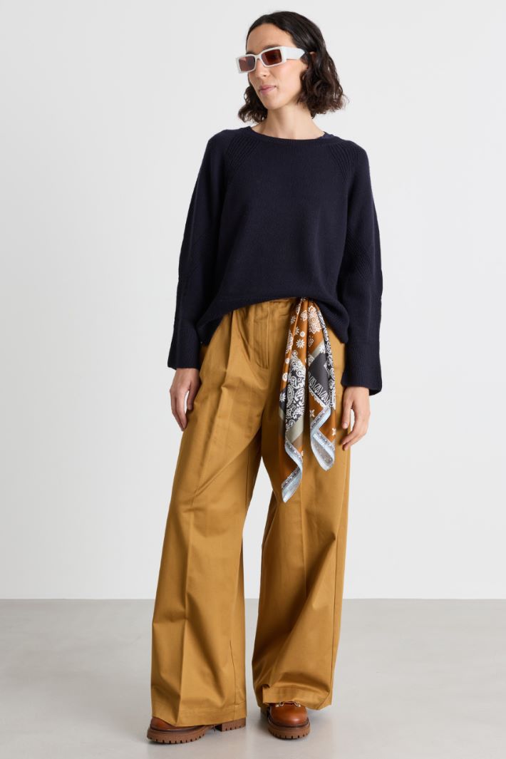 Jumper with side slits - BLUE - Intrend