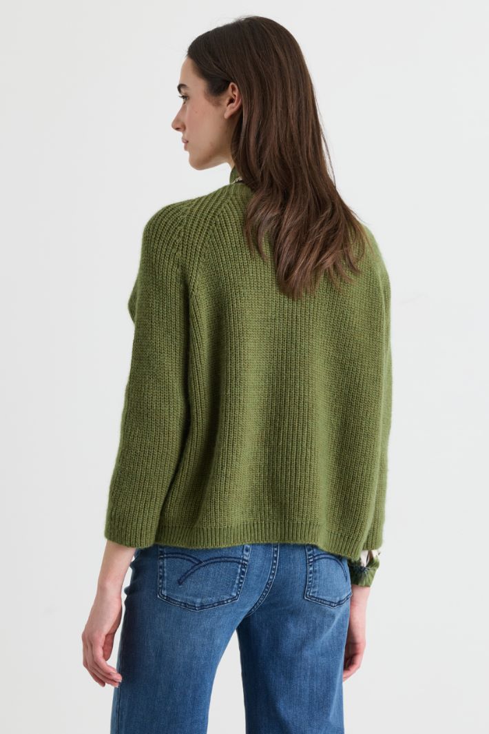 Mohair scoop-neck jumper - GREEN - Intrend - 4