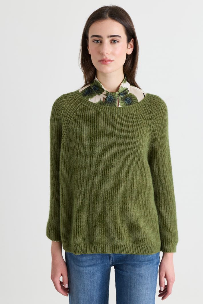 Mohair scoop-neck jumper - GREEN - Intrend - 3