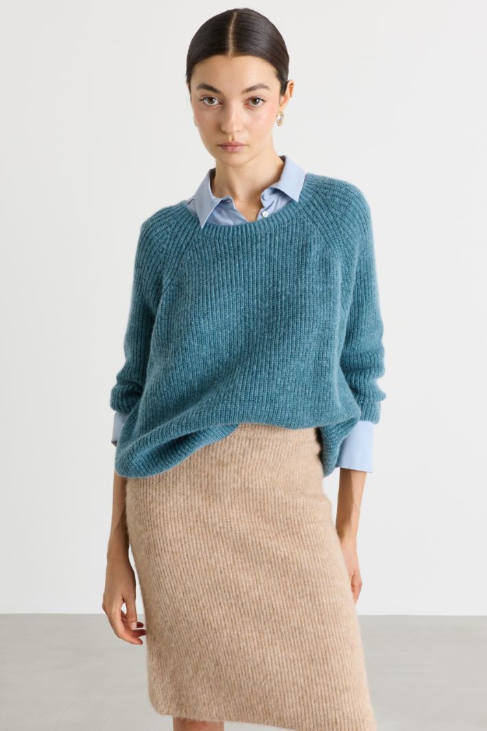 Maglia con ampio scollo - AZZURRO - Intrend - 2