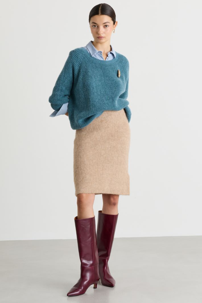 Maglia con ampio scollo - AZZURRO - Intrend