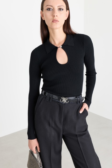 Polo-style knitted top - Intrend
