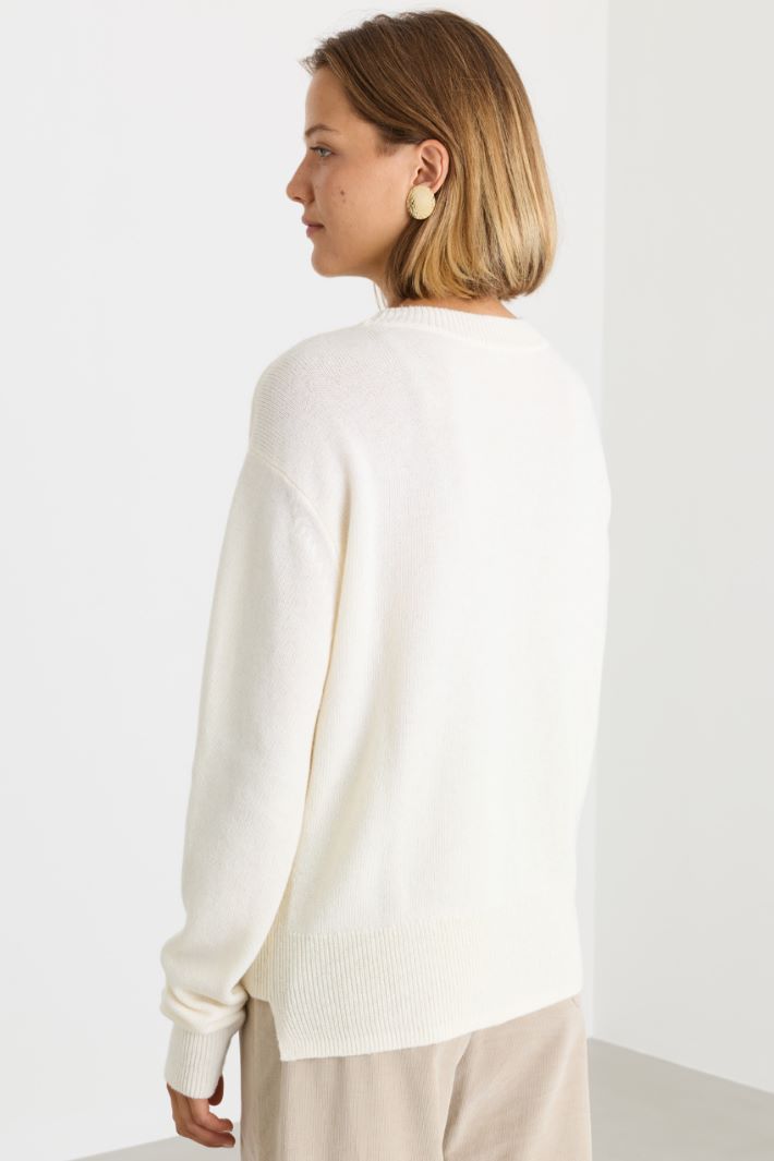 Maglia dritta con spacchi laterali - BIANCO - Intrend - 4