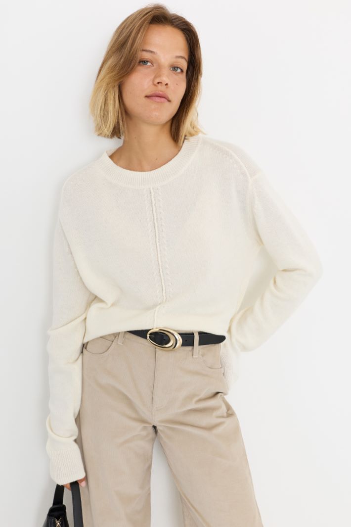 Maglia dritta con spacchi laterali - BIANCO - Intrend - 2