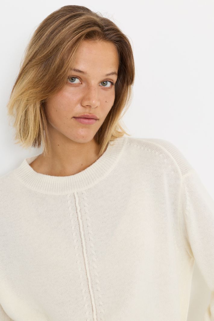 Maglia dritta con spacchi laterali - BIANCO - Intrend - 3