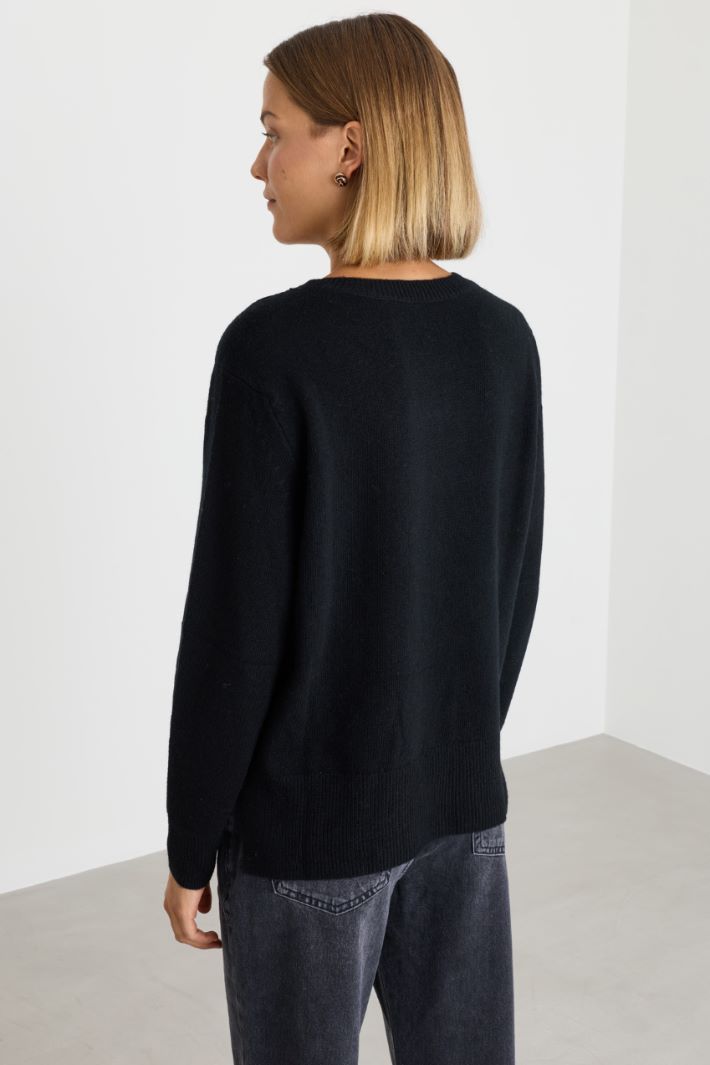 Maglia dritta con spacchi laterali - NERO - Intrend - 4