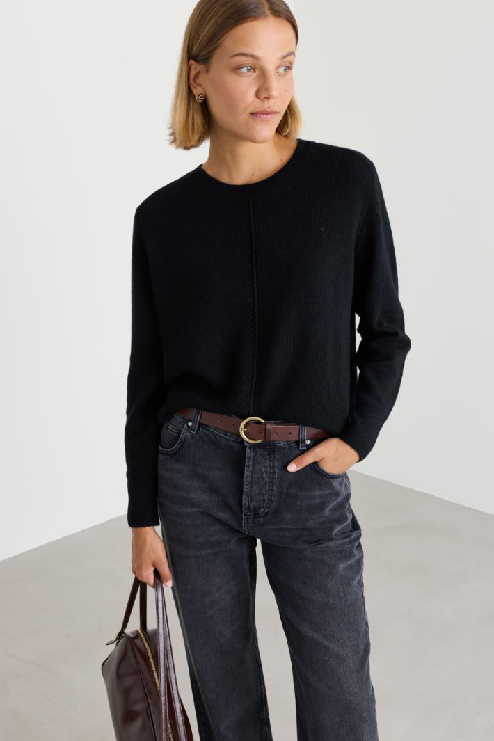 Maglia dritta con spacchi laterali - NERO - Intrend - 2