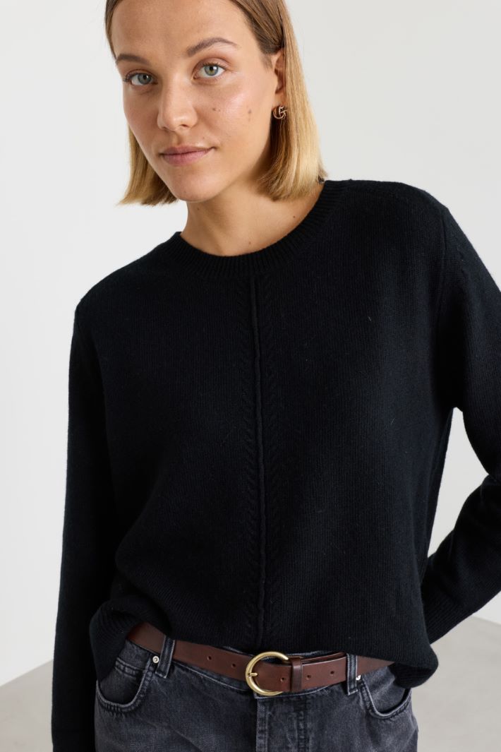 Maglia dritta con spacchi laterali - NERO - Intrend - 3