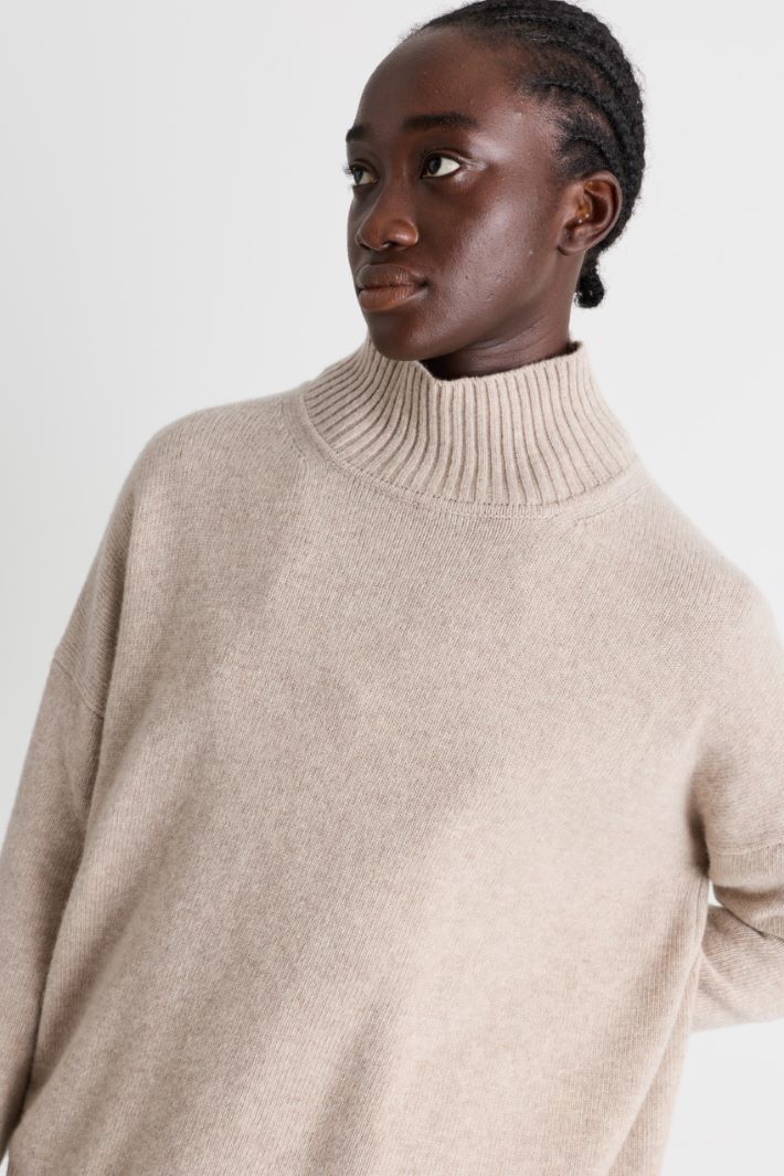 Roll-neck jumper - BEIGE - Intrend - 3