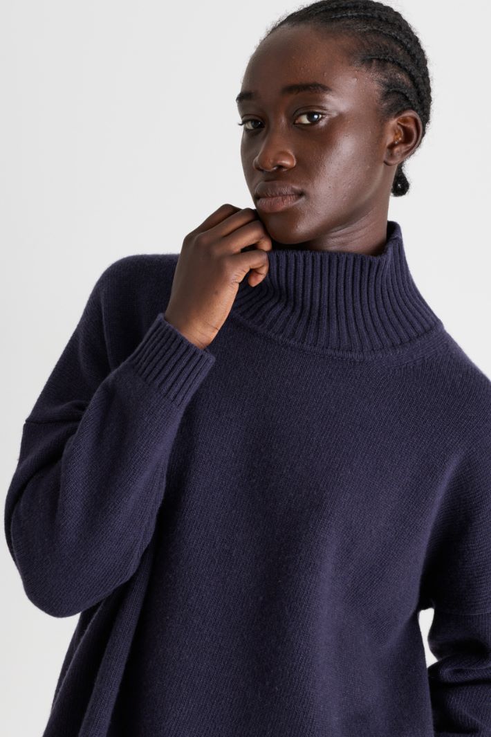 Roll-neck jumper - BLUE - Intrend - 3