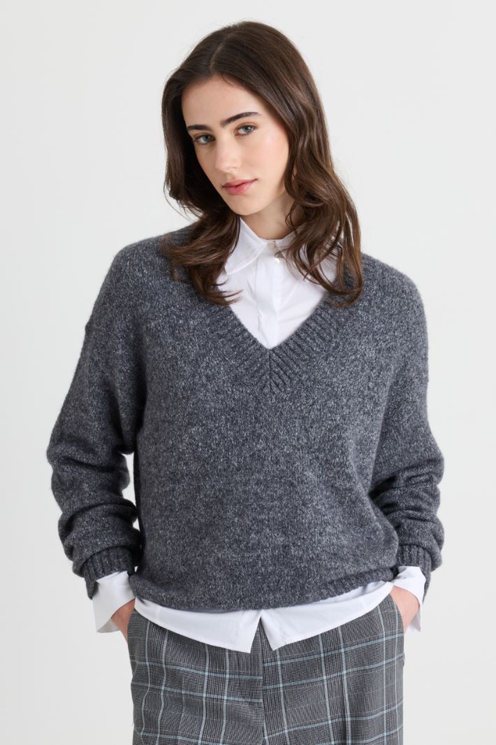 Pullover mit V-Ausschnitt - GRAU - Intrend - 2