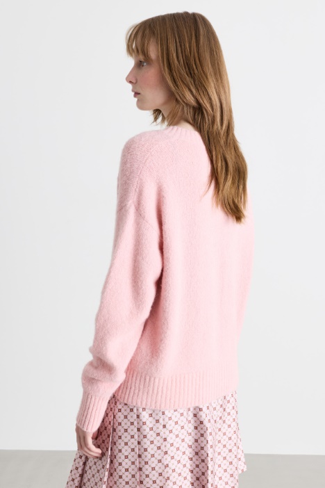 Maglia a V in misto alpaca