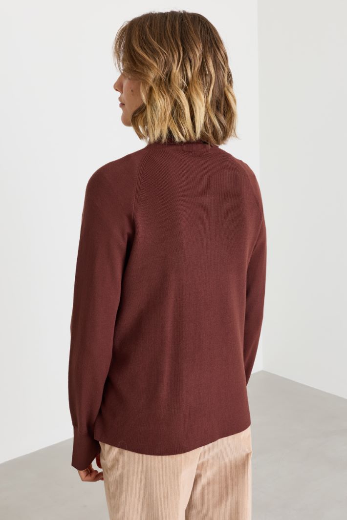 Stretch jumper with slits - BORDEAUX - Intrend - 4