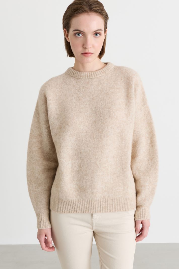 Pull oversize en alpaga et laine - BEIGE - Intrend - 2
