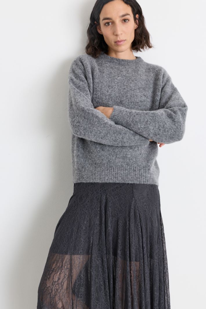 Pull oversize en alpaga et laine - GRIS - Intrend - 2