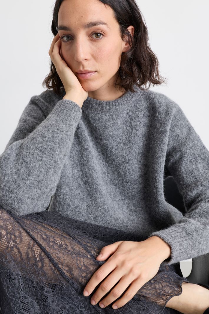 Pull oversize en alpaga et laine - GRIS - Intrend - 3