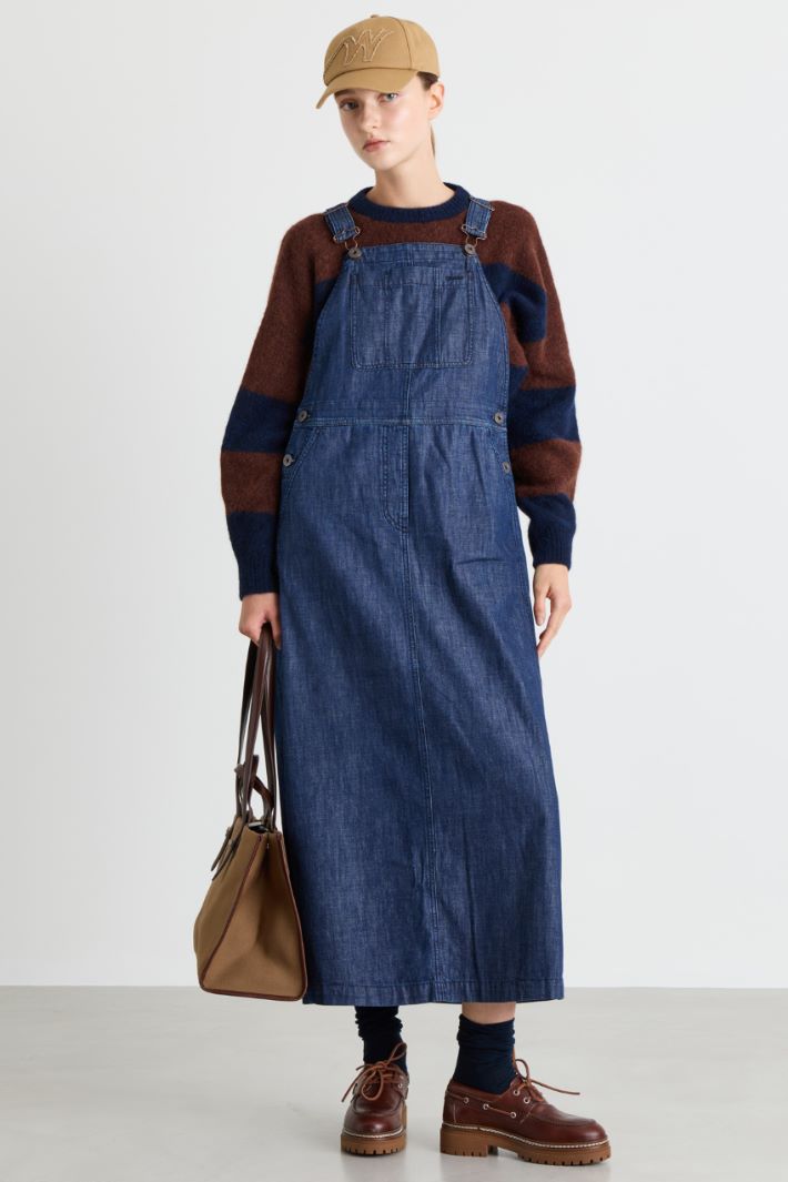 Gerippter Oversize-Pullover - BLAU BRAUN - Intrend