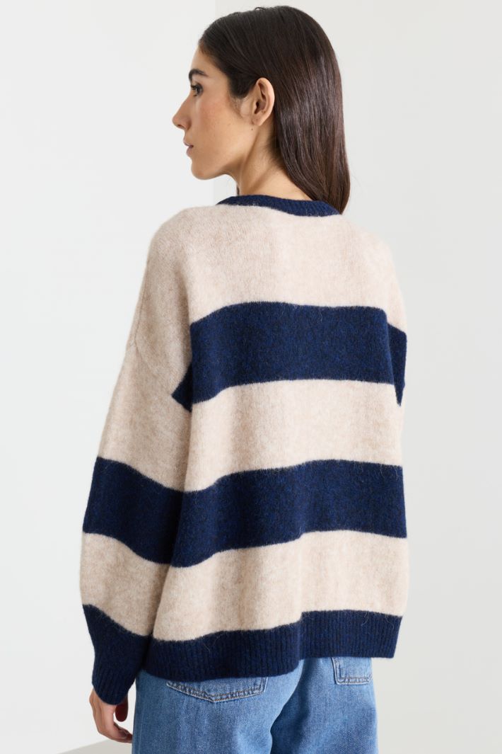Gerippter Oversize-Pullover - BLAU BEIGE - Intrend - 4