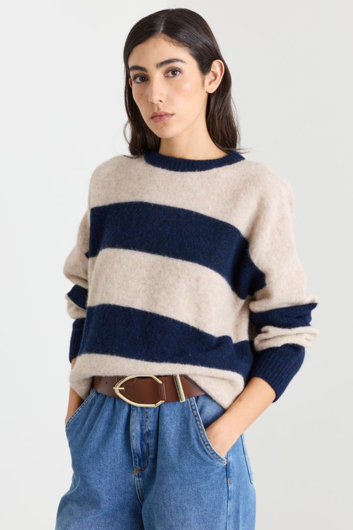 Gerippter Oversize-Pullover - BLAU BEIGE - Intrend - 2