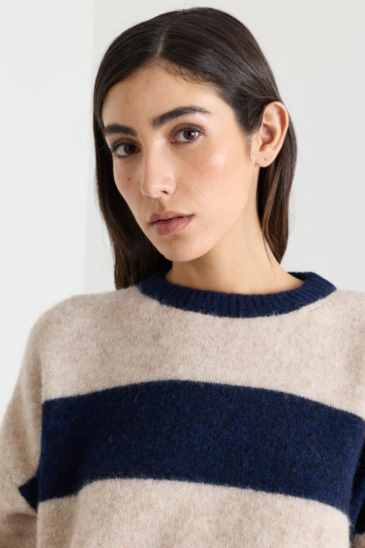 Gerippter Oversize-Pullover - BLAU BEIGE - Intrend - 3