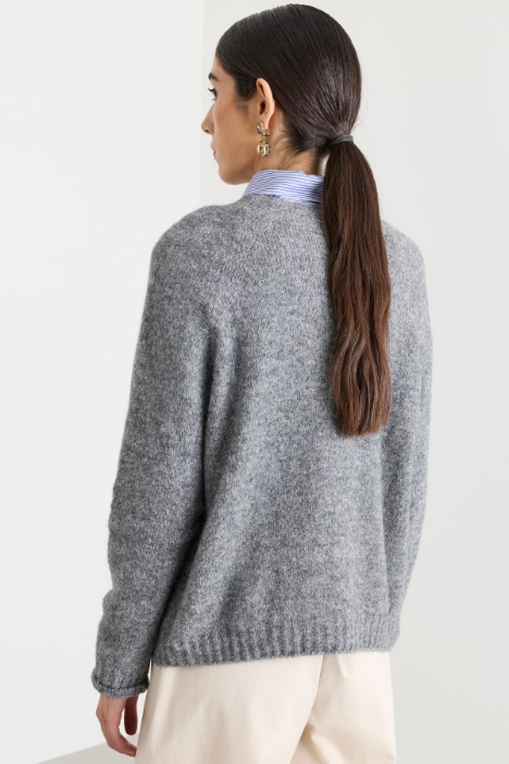 Maglia girocollo in misto alpaca