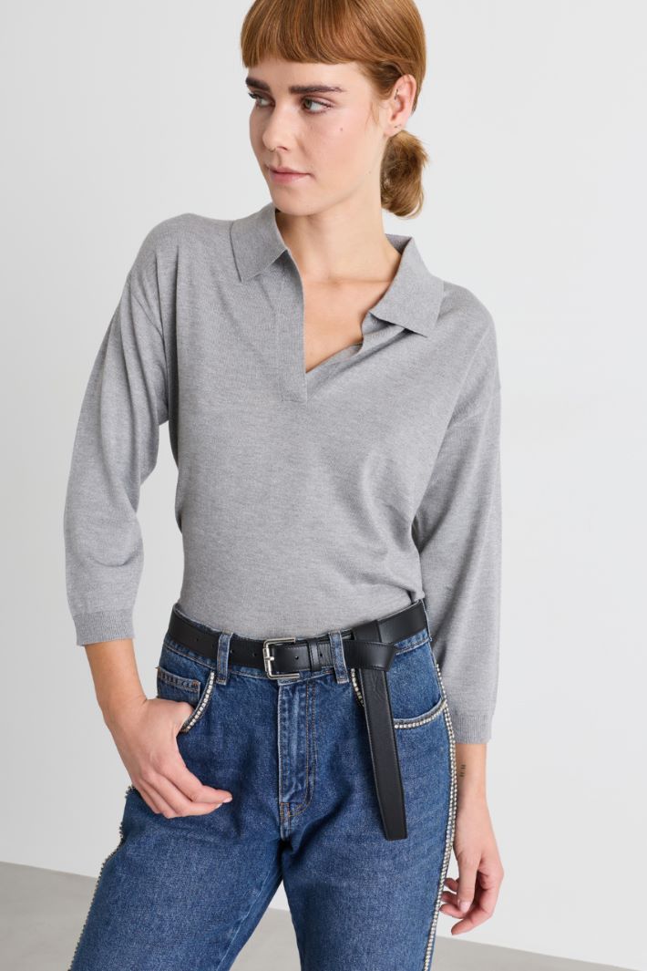 Strick-Poloshirt - GRAU - Intrend - 2
