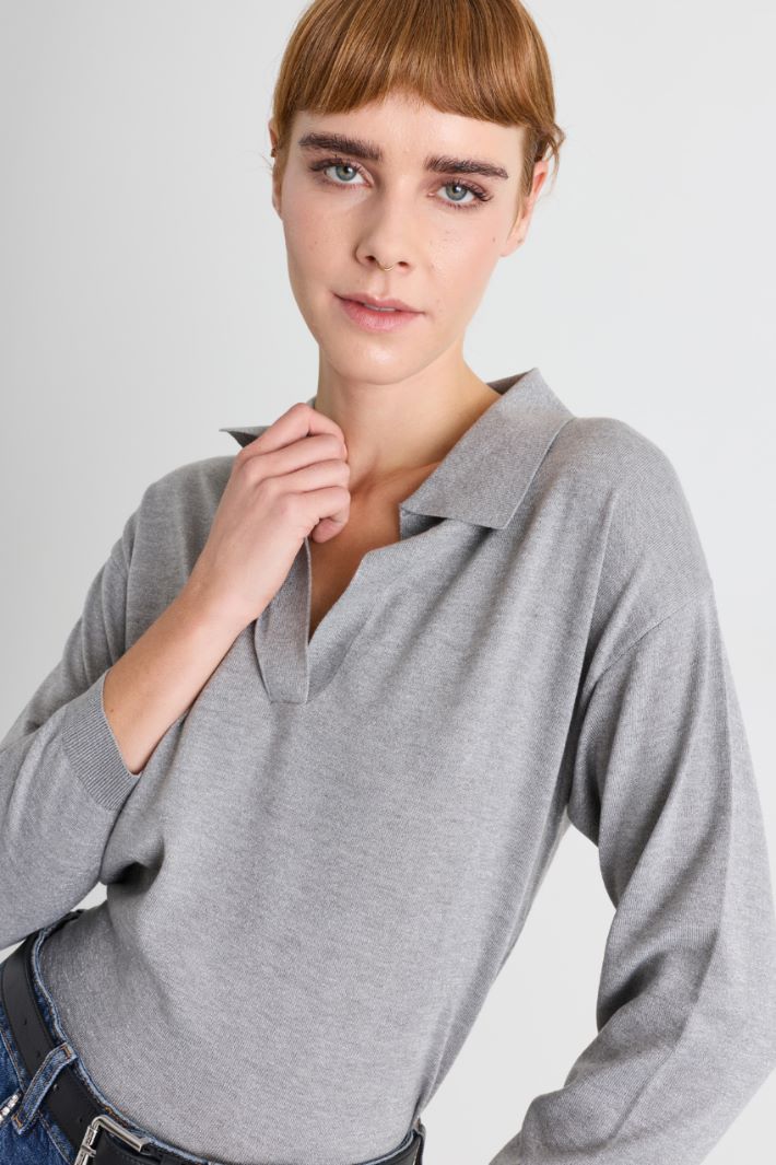 Strick-Poloshirt - GRAU - Intrend - 3