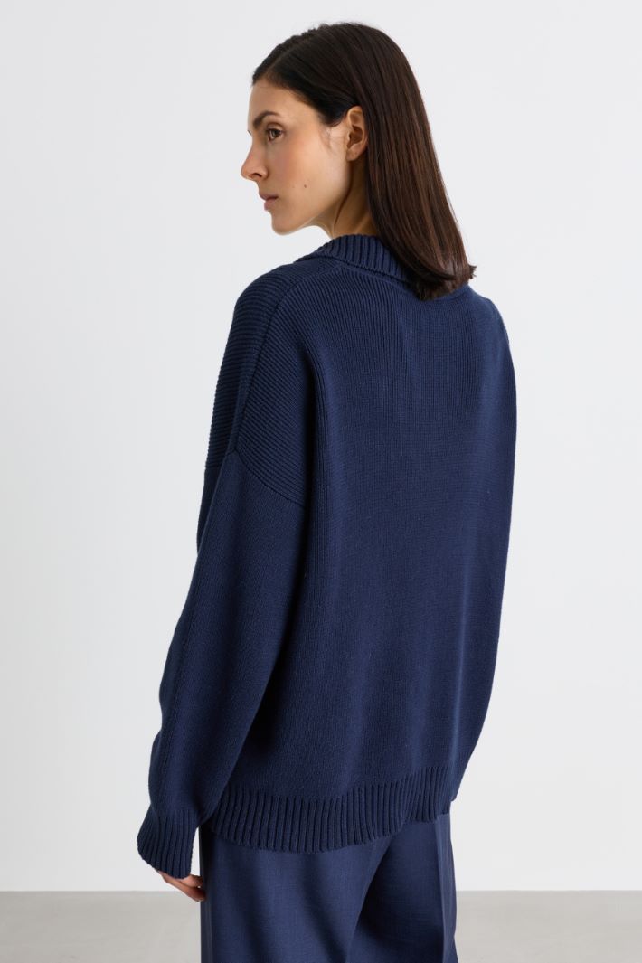 Polo-collar jumper - BLUE - Intrend - 4