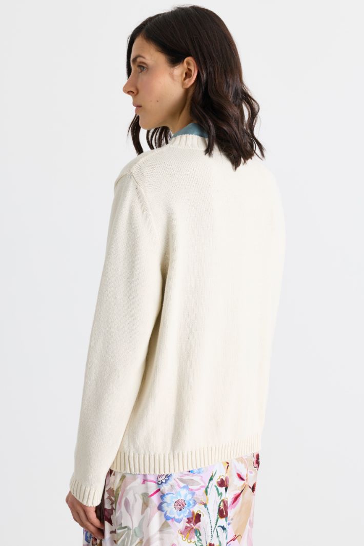 Contrast-patterned jumper - WHITE - Intrend - 4