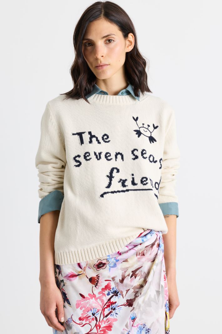 Contrast-patterned jumper - WHITE - Intrend - 2