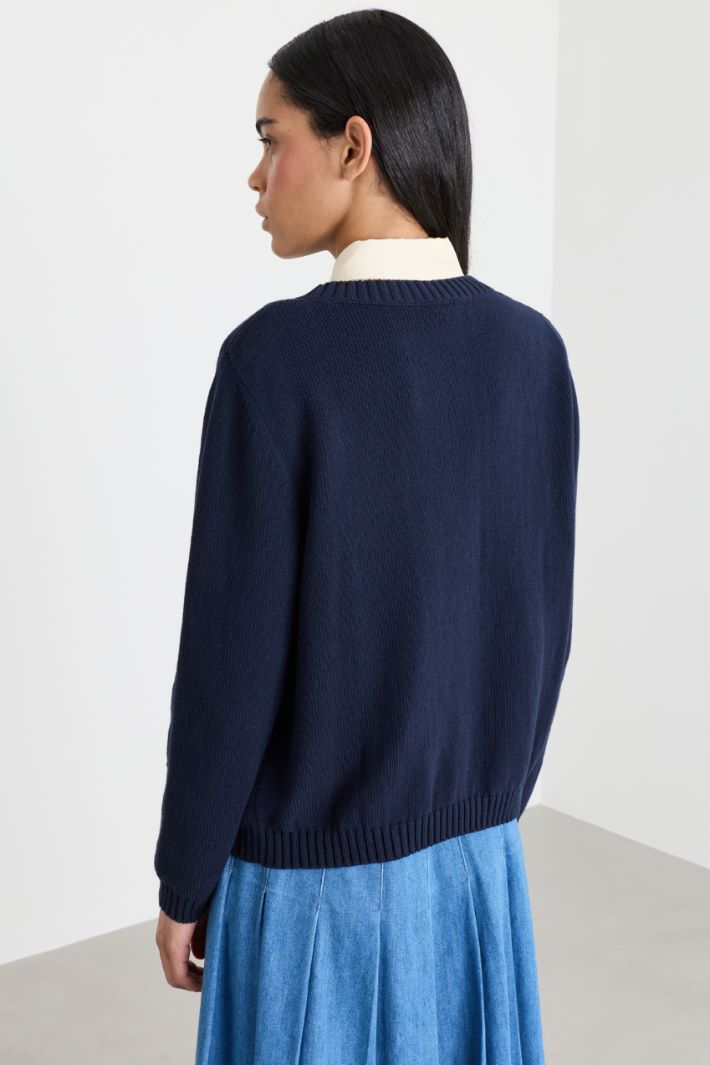 Contrast-patterned jumper - BLUE - Intrend - 4