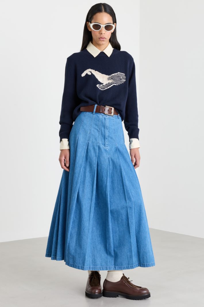 Contrast-patterned jumper - BLUE - Intrend