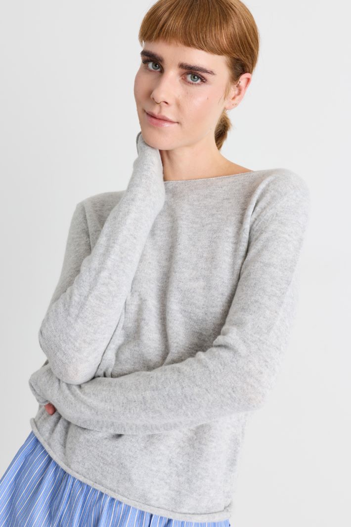 Rolled-edge jumper - GREY - Intrend - 3