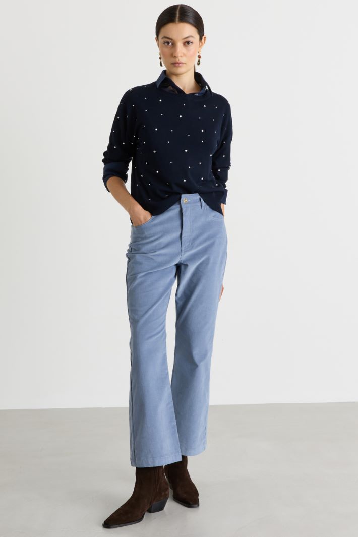 Crystal-embellished jumper - BLUE - Intrend