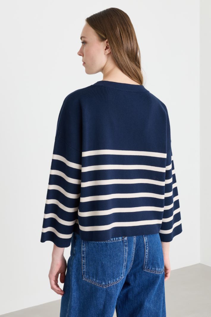 Regular-fit mock-neck jumper - BLUE WHITE - Intrend - 4