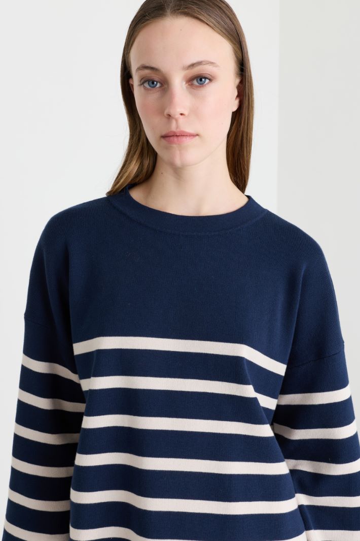 Regular-fit mock-neck jumper - BLUE WHITE - Intrend - 3