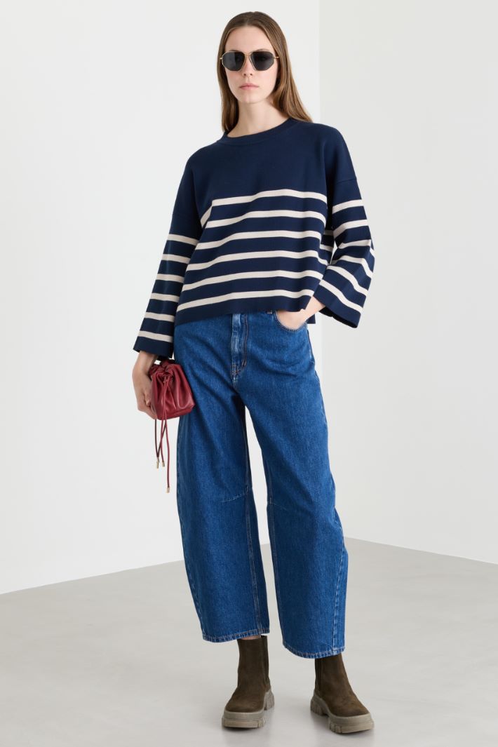 Regular-fit mock-neck jumper - BLUE WHITE - Intrend