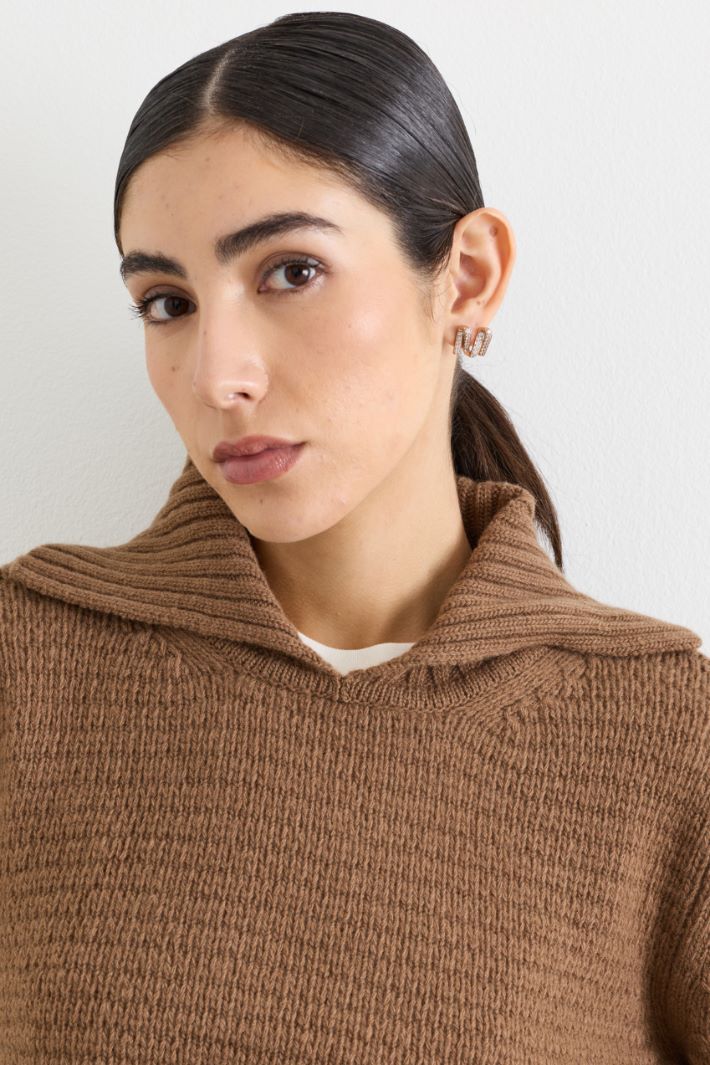 Maglia con maxi colletto a punta - MARRONE - Intrend - 3