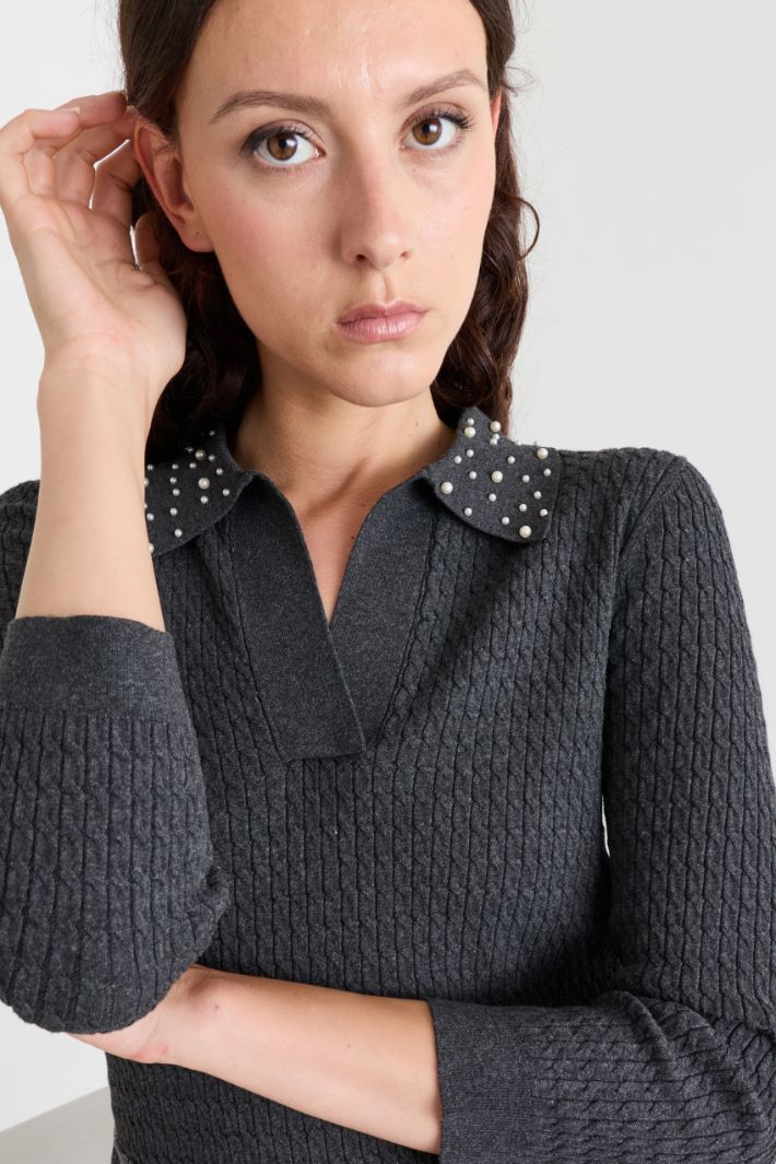 Maglia aderente stile polo - GRIGIO - Intrend - 3